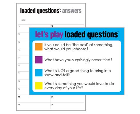 Free Printable Loaded Questions